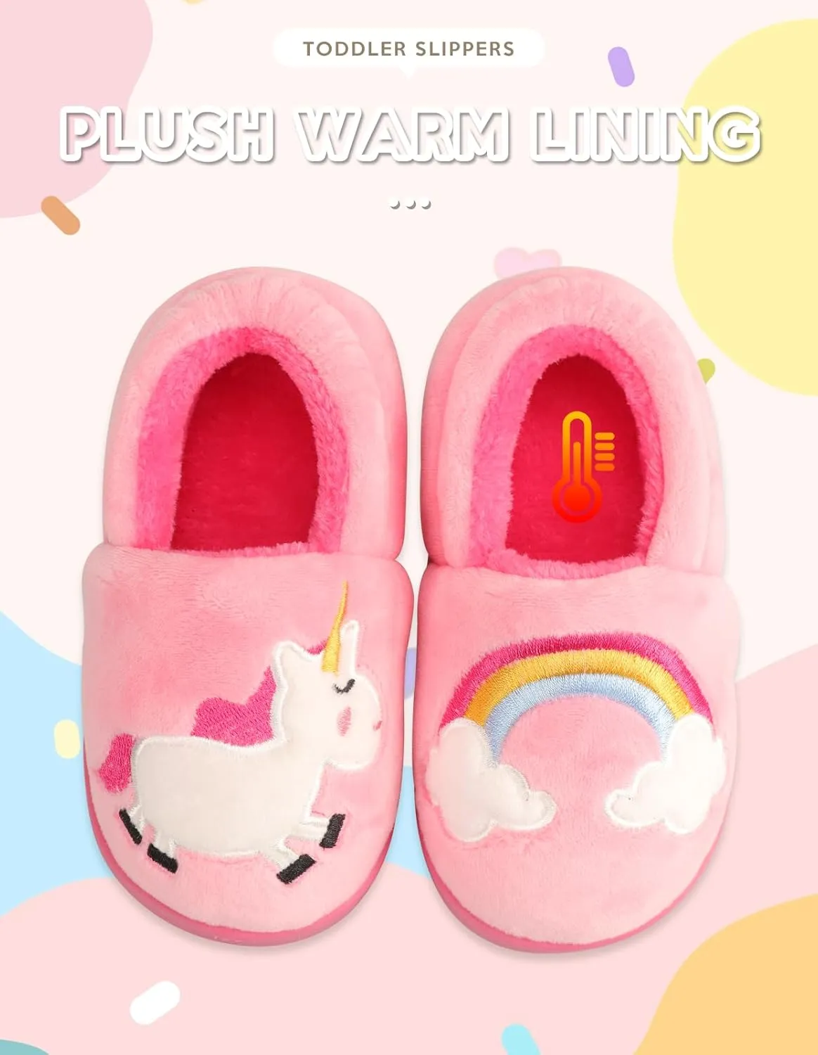 Toddler Slippers Boys Girls Little Kids House Slipper Cute Warm Soft Indoor Bedroom Shoes with Non-slip Sole