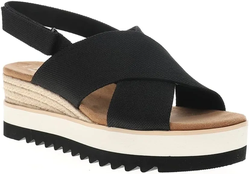 TOMS Womens Diana Crossover Platform Espadrille Casual Sandals Casual Mid Heel 2-3" - Black