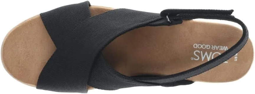 TOMS Womens Diana Crossover Platform Espadrille Casual Sandals Casual Mid Heel 2-3" - Black