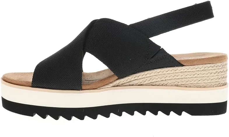 TOMS Womens Diana Crossover Platform Espadrille Casual Sandals Casual Mid Heel 2-3" - Black