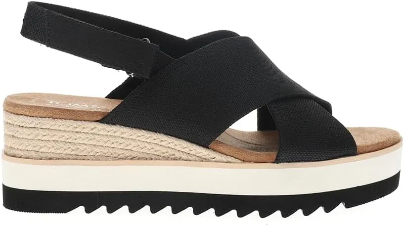 TOMS Womens Diana Crossover Platform Espadrille Casual Sandals Casual Mid Heel 2-3" - Black