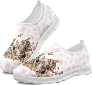 Trendy Print Womens Shoes Slip-on Walking Shoes Sneakers Breathable Mesh Casual Footwear