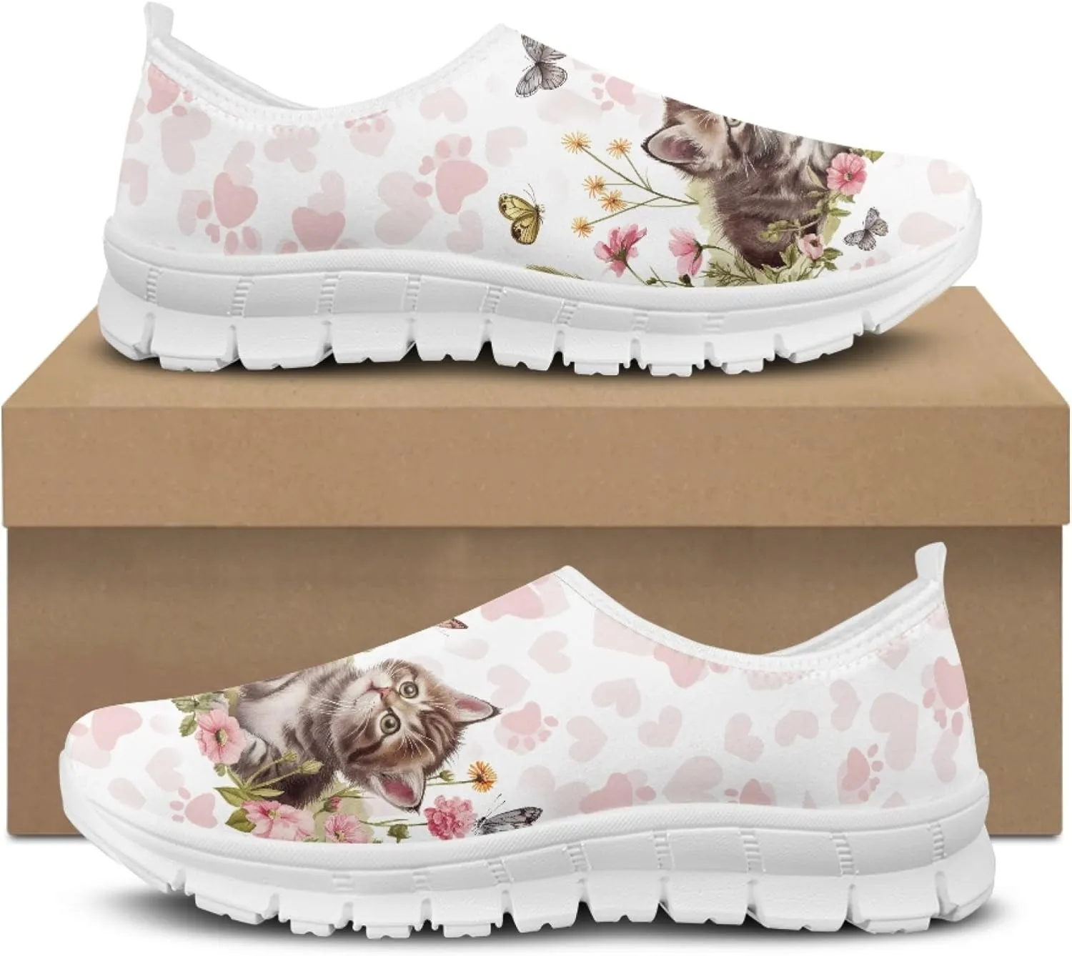 Trendy Print Womens Shoes Slip-on Walking Shoes Sneakers Breathable Mesh Casual Footwear