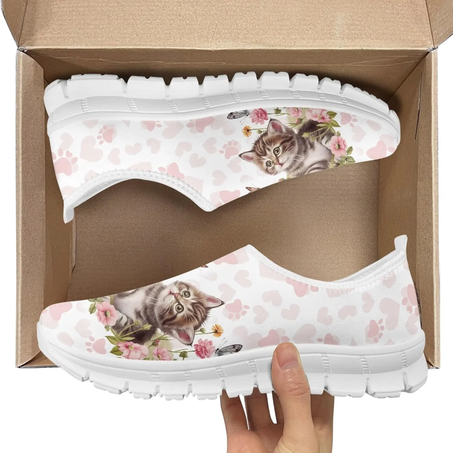 Trendy Print Womens Shoes Slip-on Walking Shoes Sneakers Breathable Mesh Casual Footwear
