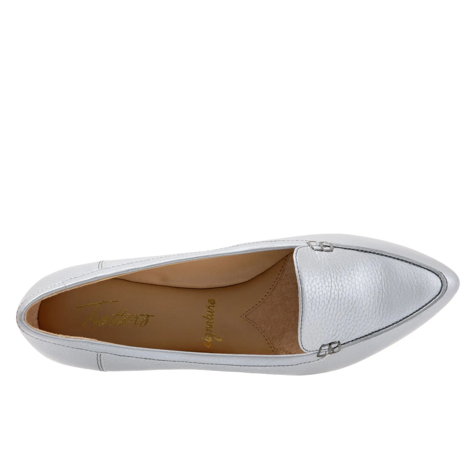 Trotters Ember T1853-020 Womens Gray Narrow Leather Loafer Flats Shoes