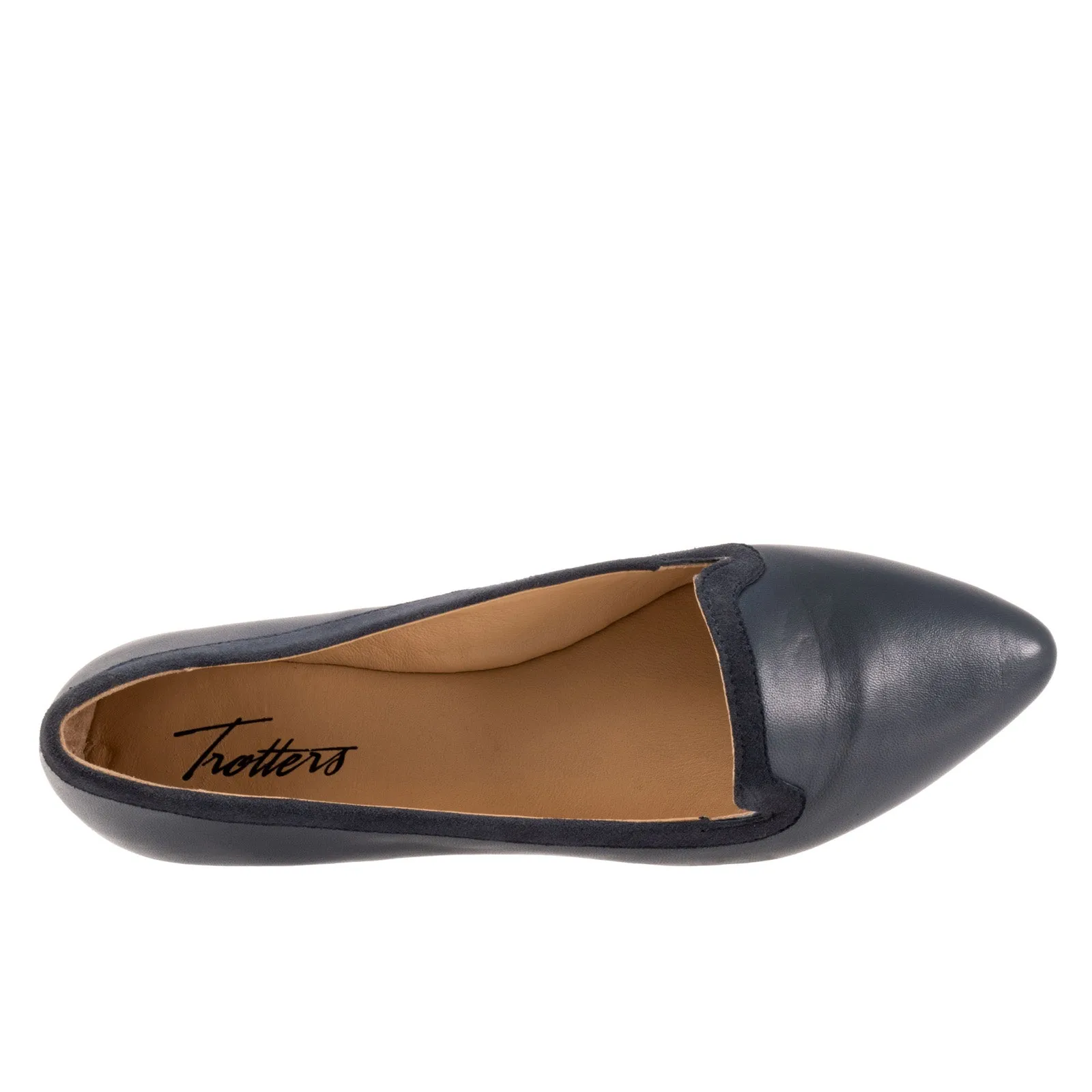 Trotters Hannah T2270-400 Womens Blue Wide Leather Loafer Flats Shoes