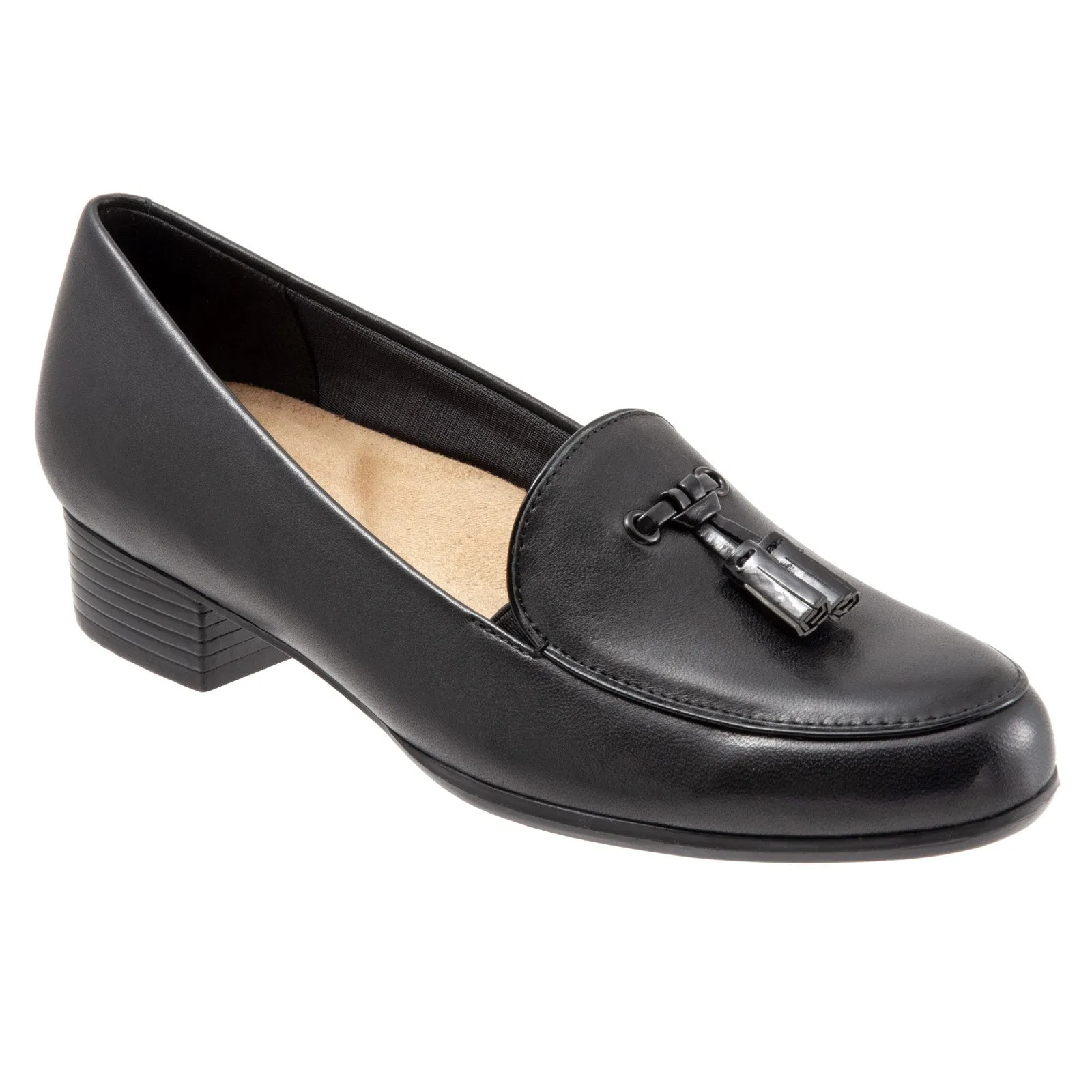 Trotters Mary T1913-001 Womens Black Narrow Leather Loafer Flats Shoes