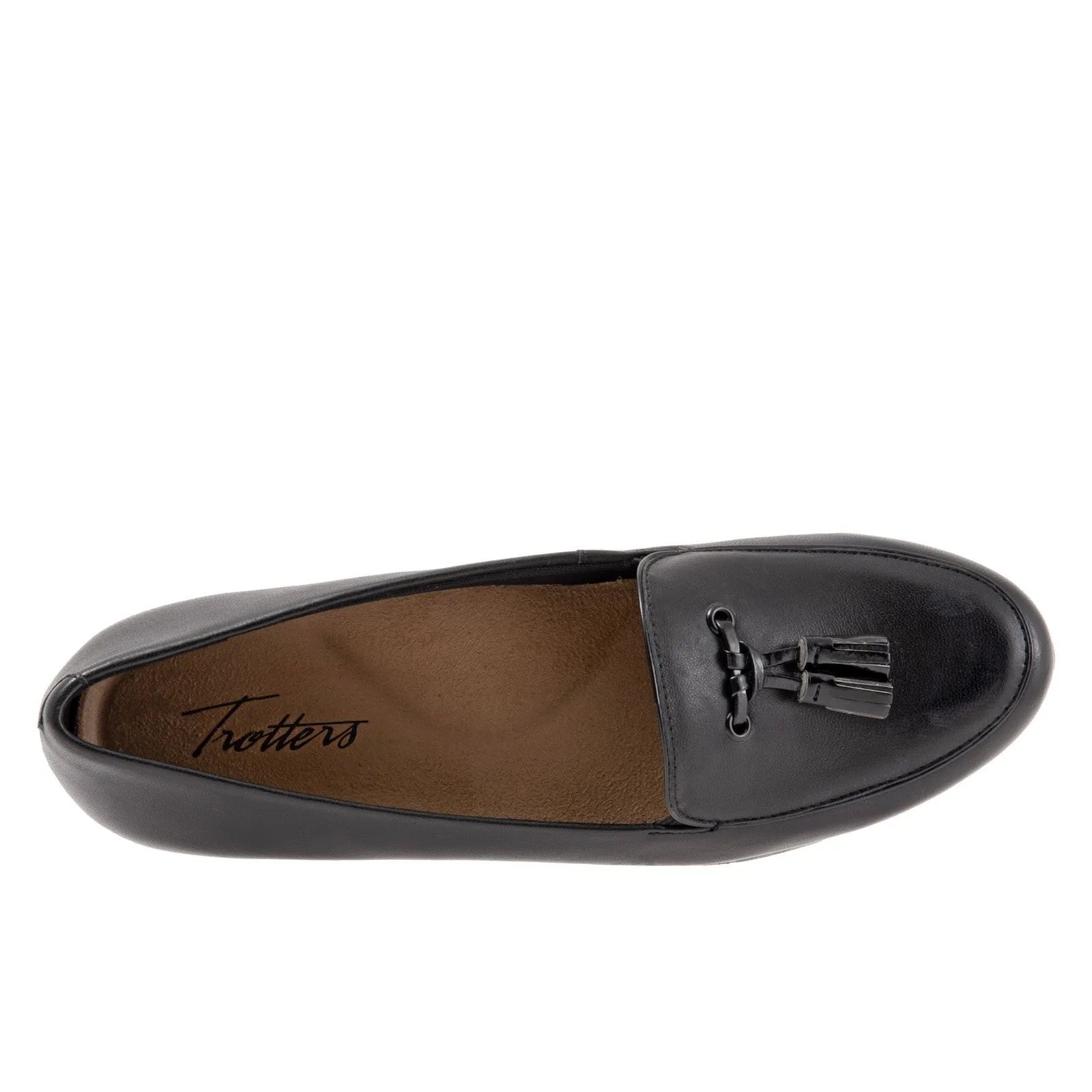 Trotters Mary T1913-001 Womens Black Narrow Leather Loafer Flats Shoes