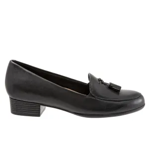 Trotters Mary T1913-001 Womens Black Narrow Leather Loafer Flats Shoes