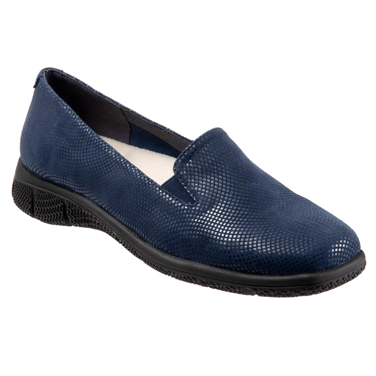 Trotters Universal T2110-406 Womens Blue Narrow Leather Loafer Flats Shoes