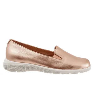 Trotters Universal T2110-720 Womens Gold Narrow Leather Loafer Flats Shoes