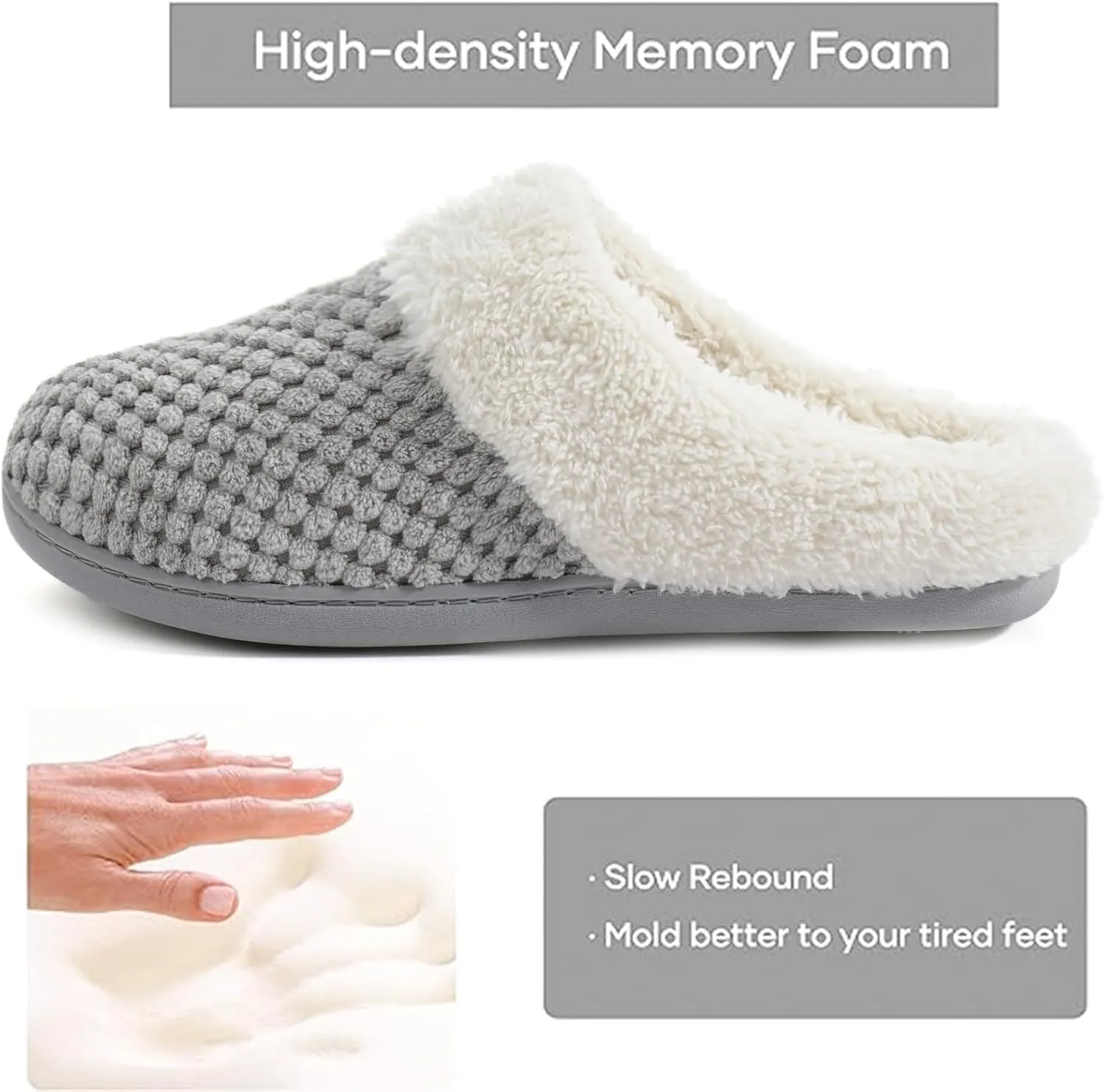 ULTRAIDEAS Women's Lamb-hug Comfy Fleece House Slippers Memory Foam, Slip-on House Shoes Indoor Outdoor