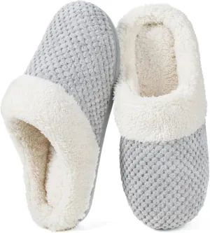 ULTRAIDEAS Women's Lamb-hug Comfy Fleece House Slippers Memory Foam, Slip-on House Shoes Indoor Outdoor