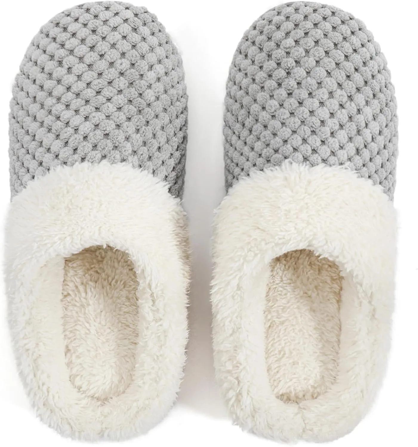 ULTRAIDEAS Women's Lamb-hug Comfy Fleece House Slippers Memory Foam, Slip-on House Shoes Indoor Outdoor