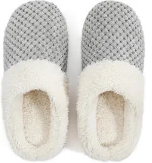 ULTRAIDEAS Women's Lamb-hug Comfy Fleece House Slippers Memory Foam, Slip-on House Shoes Indoor Outdoor