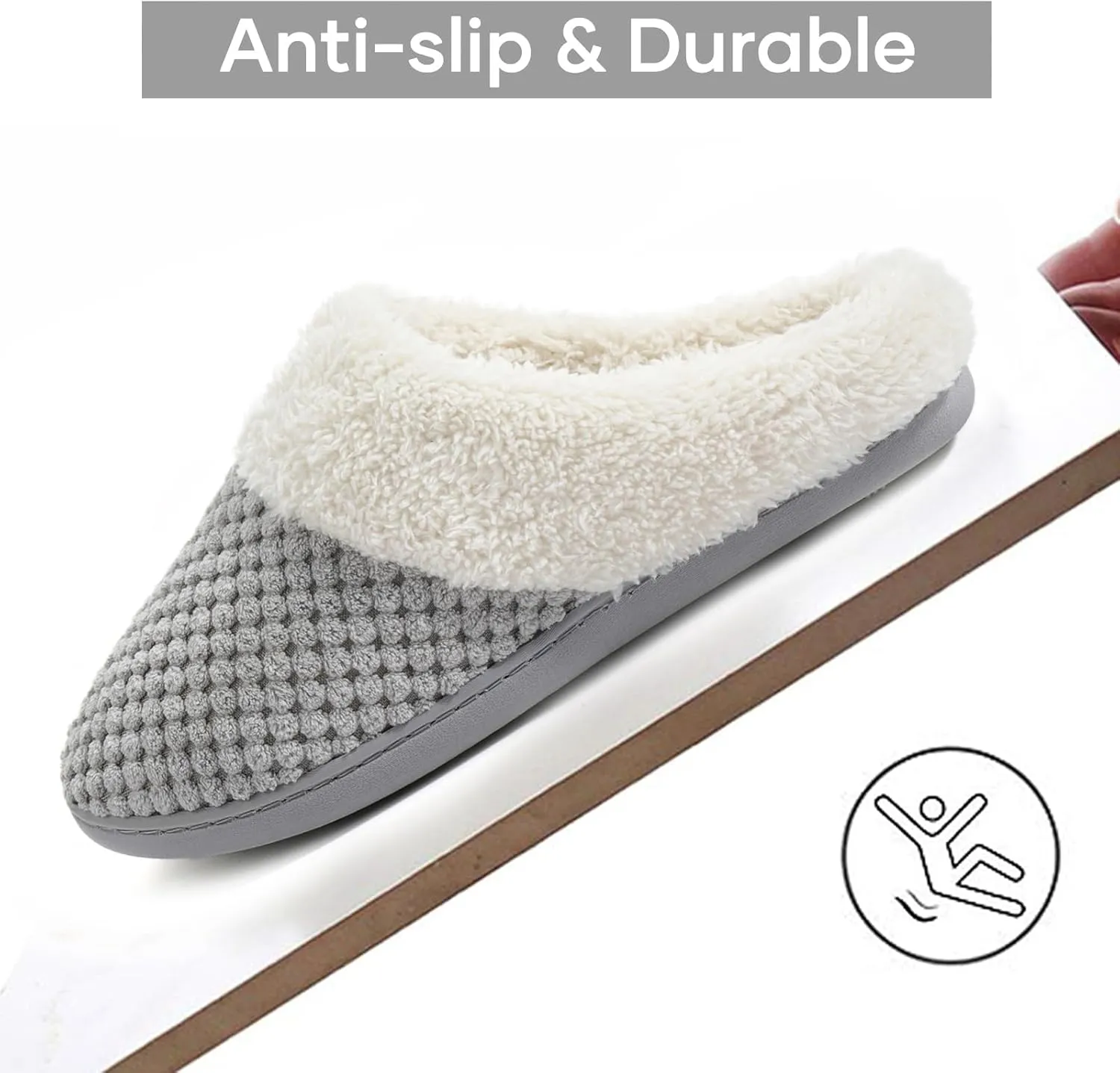ULTRAIDEAS Women's Lamb-hug Comfy Fleece House Slippers Memory Foam, Slip-on House Shoes Indoor Outdoor