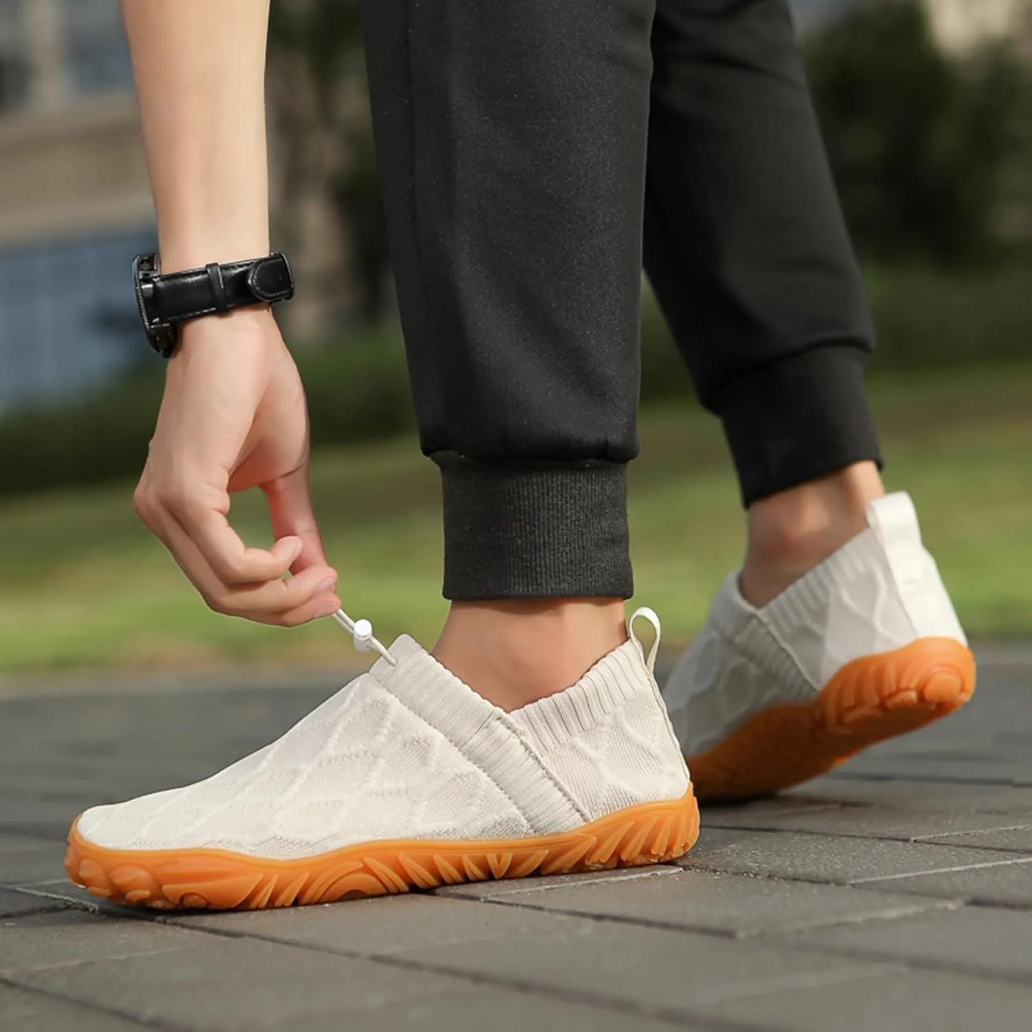 UMANPOO Men Hiking Water Shoes Barefoot Running Slip On Sneakers Casual Walking Slippers Gym Sock Flats Loafers Non Slip
