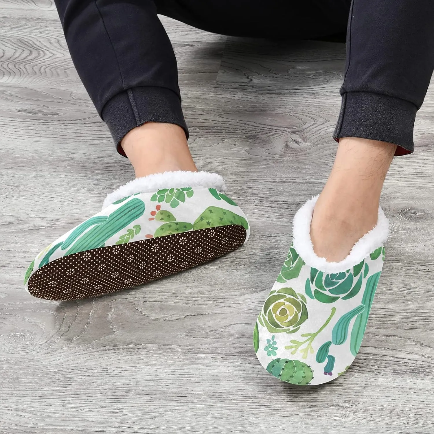 Unisex Fuzzy House Slippers, Warm Fur Lining Shoes, Non-Slip Memory Foam Slippers M-XXL