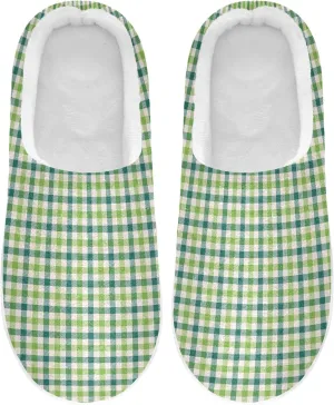 Unisex Men's Women's Memory Foam Slippers Warm Plush Non-Slip House Slipper Hotel Travel Bedroom Airplane Party S St Patrick's Day Green White Buffalo Plaid Check Tartan Scotland