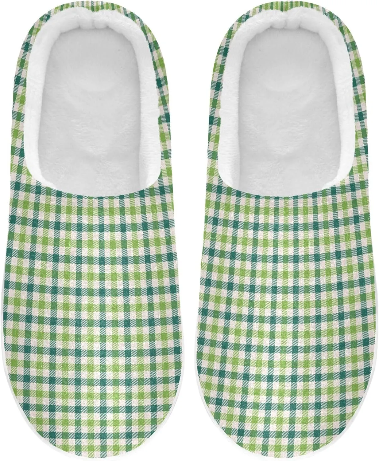 Unisex Men's Women's Memory Foam Slippers Warm Plush Non-Slip House Slipper Hotel Travel Bedroom Airplane Party S St Patrick's Day Green White Buffalo Plaid Check Tartan Scotland