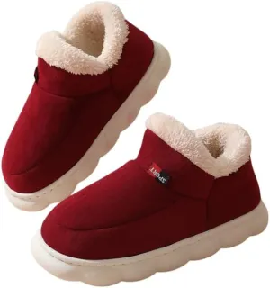 Unisex Solid Colour Slip On Home Shoes with Warm Plush Lining, Comfy Non Slip Casual Durable Thermal Shoes, Winter & Autumn