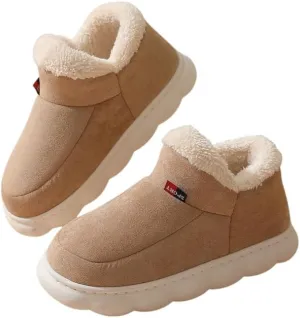 Unisex Solid Colour Slip On Home Shoes with Warm Plush Lining, Comfy Non Slip Casual Durable Thermal Shoes, Winter & Autumn