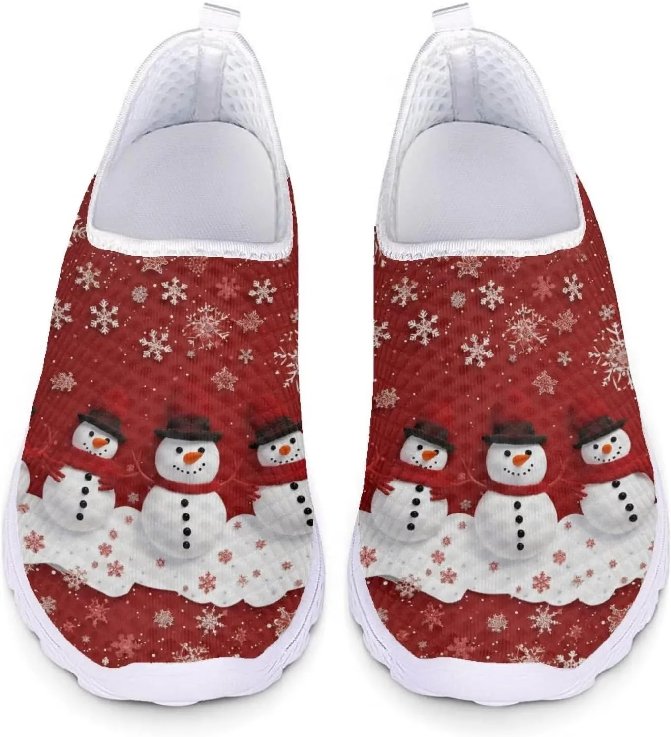 Uourmeti Christmas Shoes Sneakers for Women Casual Slip On Walking Xmas Shoes Size 5.5-11.5