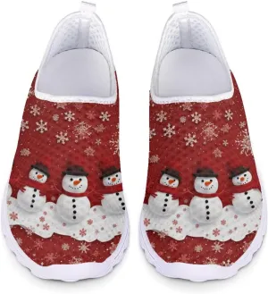 Uourmeti Christmas Shoes Sneakers for Women Casual Slip On Walking Xmas Shoes Size 5.5-11.5