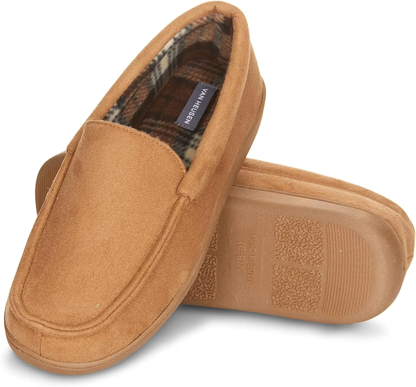 Van Heusen Men's Slippers Comfy Slip-On Micro Suede House with SoftFlannel Lining