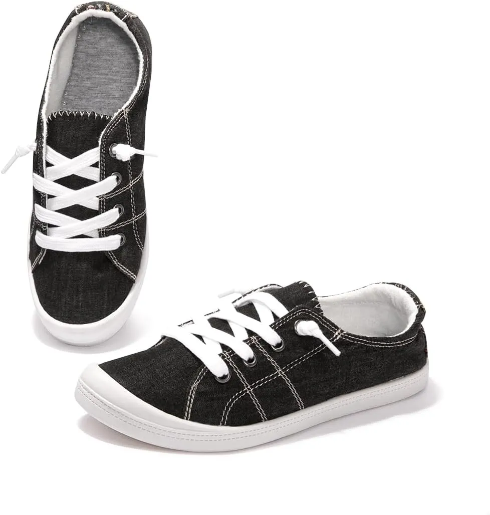 Vanessa Women's Slip On Canvas Shoes Low Top Fashion Sneakers Casual Flats Walking Shoes Comfy Loafers