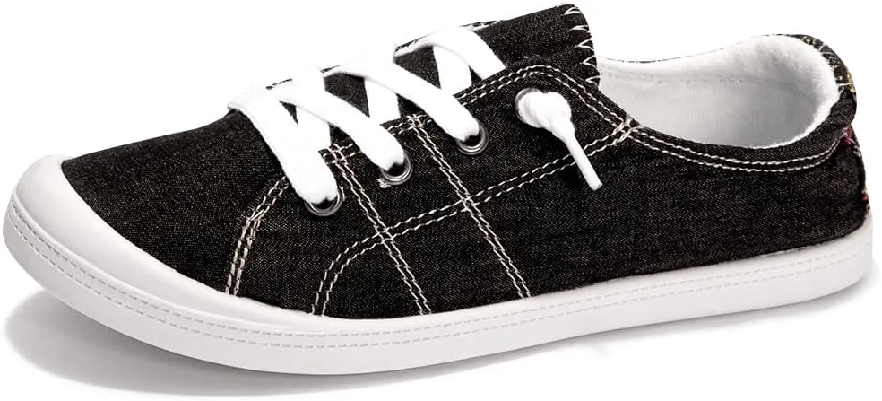 Vanessa Women's Slip On Canvas Shoes Low Top Fashion Sneakers Casual Flats Walking Shoes Comfy Loafers