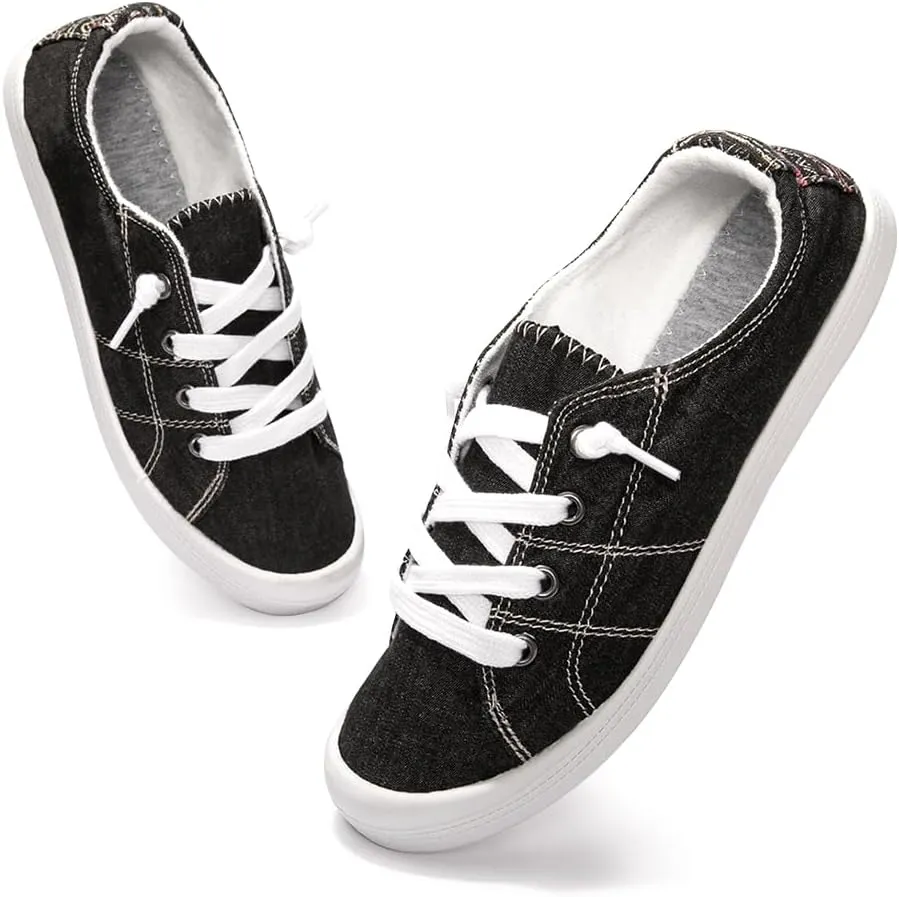Vanessa Women's Slip On Canvas Shoes Low Top Fashion Sneakers Casual Flats Walking Shoes Comfy Loafers