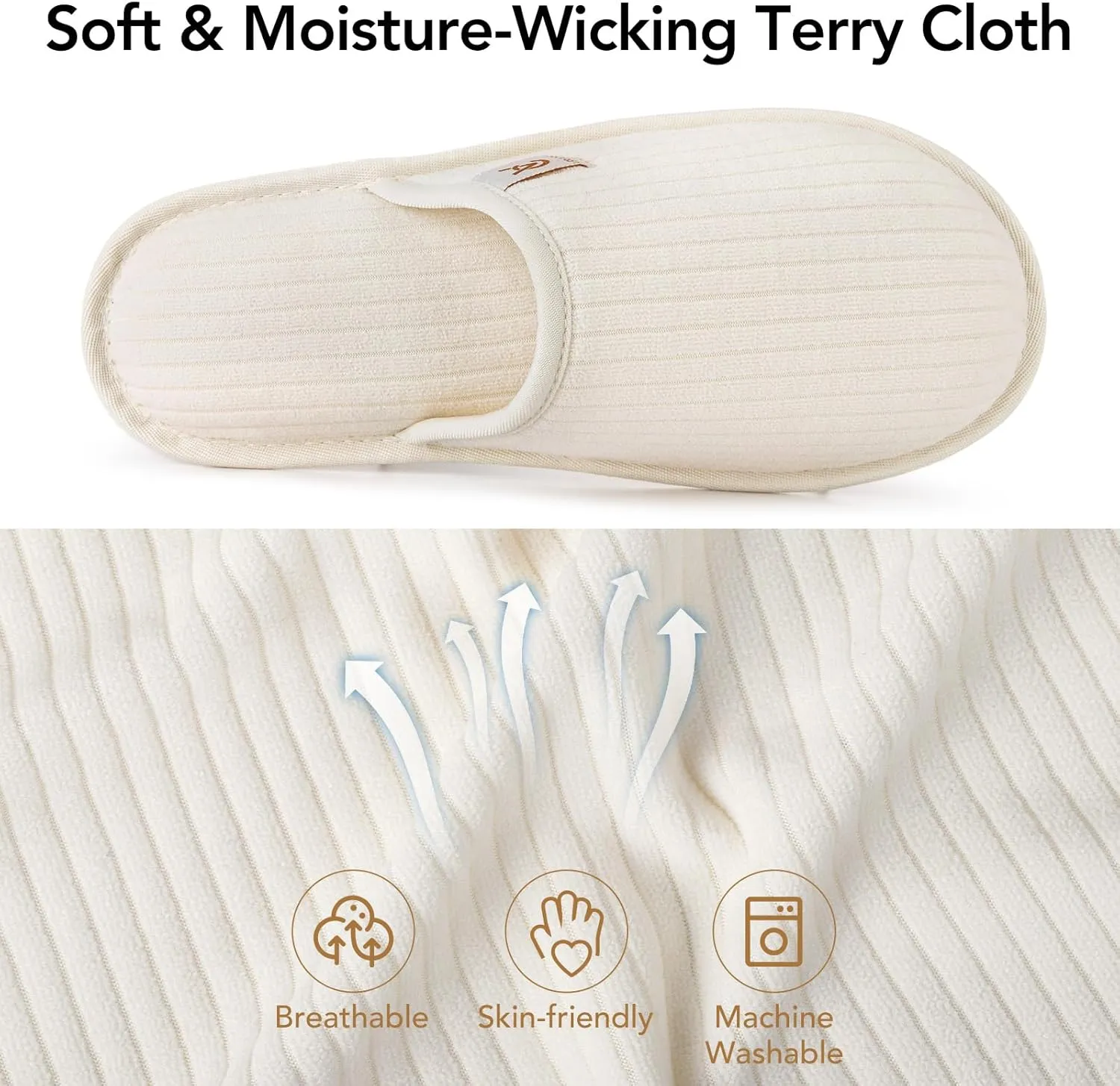 VeraCosy Women's Comfy Scuff Slippers Soft Terry Cloth Memory Foam Home House Shoes