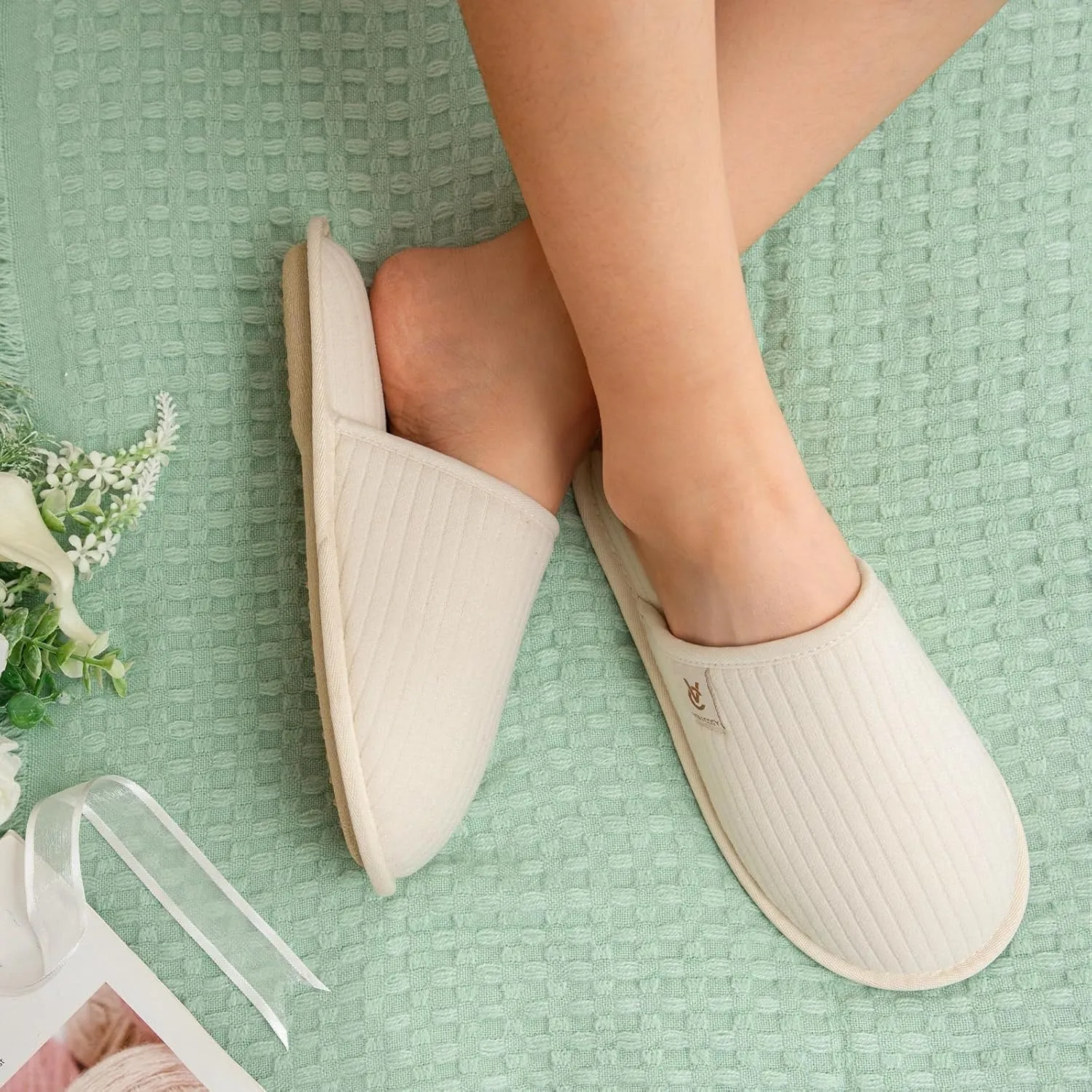 VeraCosy Women's Comfy Scuff Slippers Soft Terry Cloth Memory Foam Home House Shoes