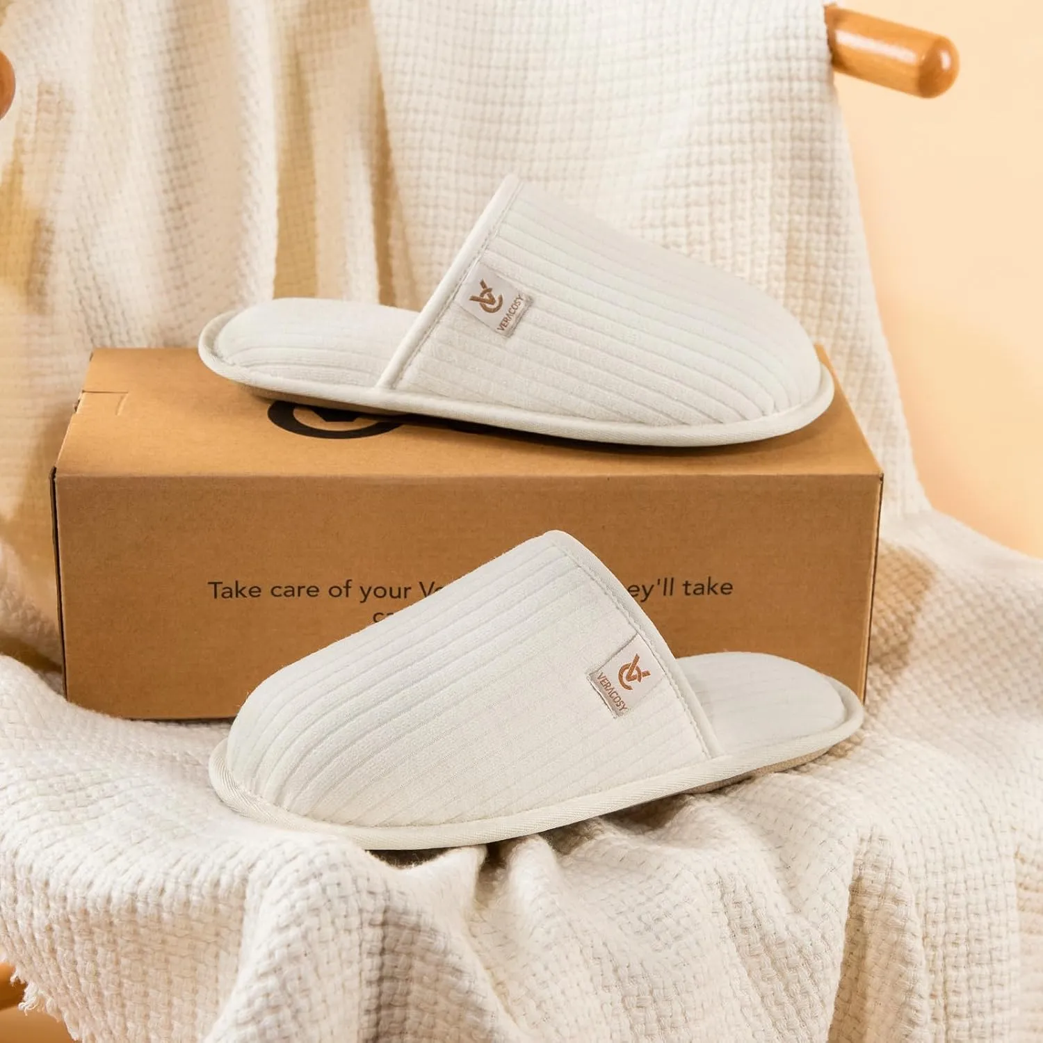 VeraCosy Women's Comfy Scuff Slippers Soft Terry Cloth Memory Foam Home House Shoes
