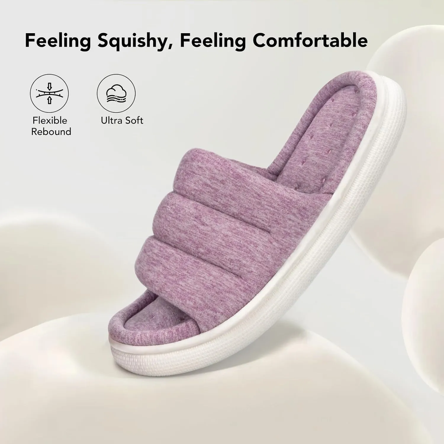 VeraCosy Women's Open Toe Slippers Comfy Memory Foam Slip on House Shoes