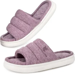 VeraCosy Women's Open Toe Slippers Comfy Memory Foam Slip on House Shoes