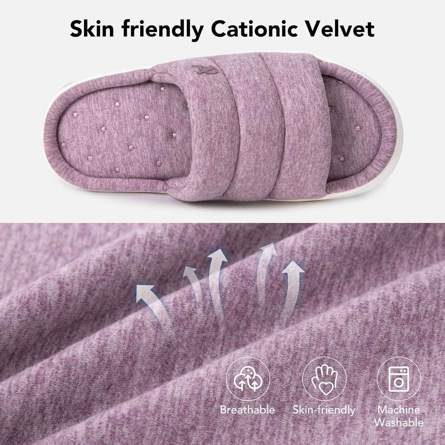 VeraCosy Women's Open Toe Slippers Comfy Memory Foam Slip on House Shoes