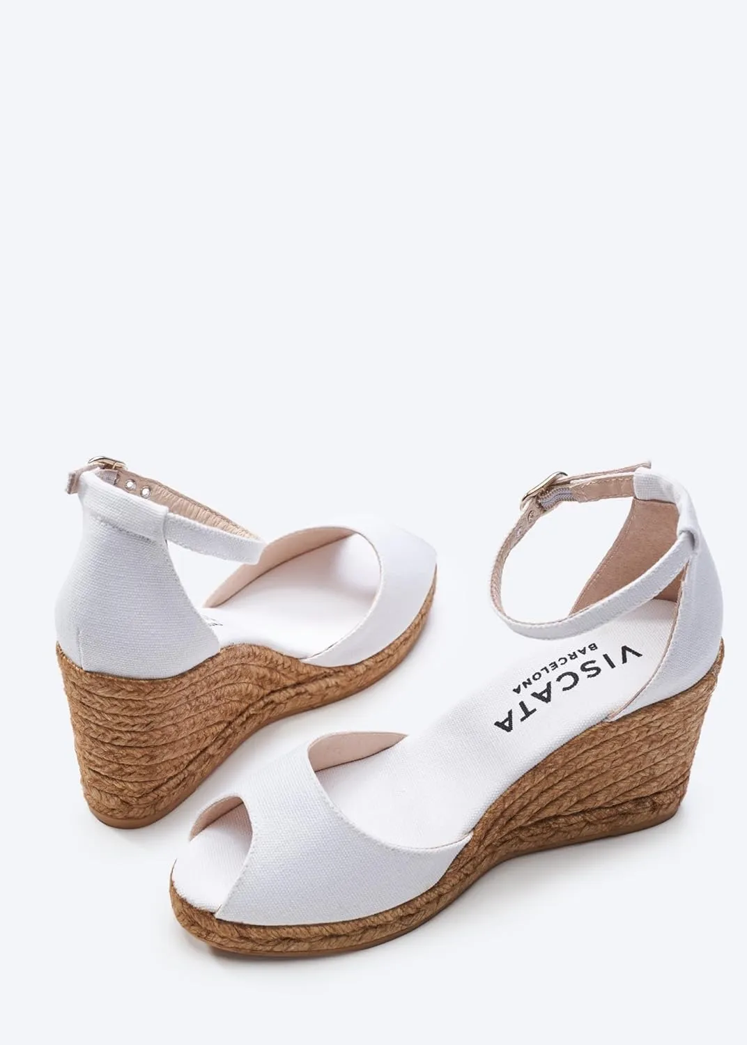 Viscata Aiguafreda Espadrille Canvas Wedges Spain Handmade 3 ½” Heel Women's Open Toe Sandals with Breathable Organic Cotton Canvas and 100% Natural Jute Midsole for all Occasions: Casual, Work, Party