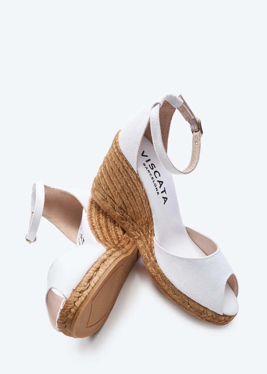 Viscata Aiguafreda Espadrille Canvas Wedges Spain Handmade 3 ½” Heel Women's Open Toe Sandals with Breathable Organic Cotton Canvas and 100% Natural Jute Midsole for all Occasions: Casual, Work, Party