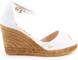 Viscata Aiguafreda Espadrille Canvas Wedges Spain Handmade 3 ½” Heel Women's Open Toe Sandals with Breathable Organic Cotton Canvas and 100% Natural Jute Midsole for all Occasions: Casual, Work, Party