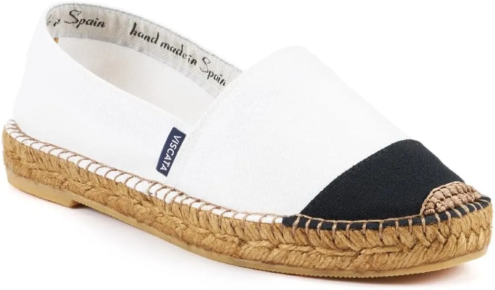 VISCATA Barceloneta Espadrille Canvas Women's Flat Slip On Shoes Handmade in Spain Fashionable Organic Cotton Canvas Lightweight Material with 100% Natural Jute Midsole for All Casual Occasions
