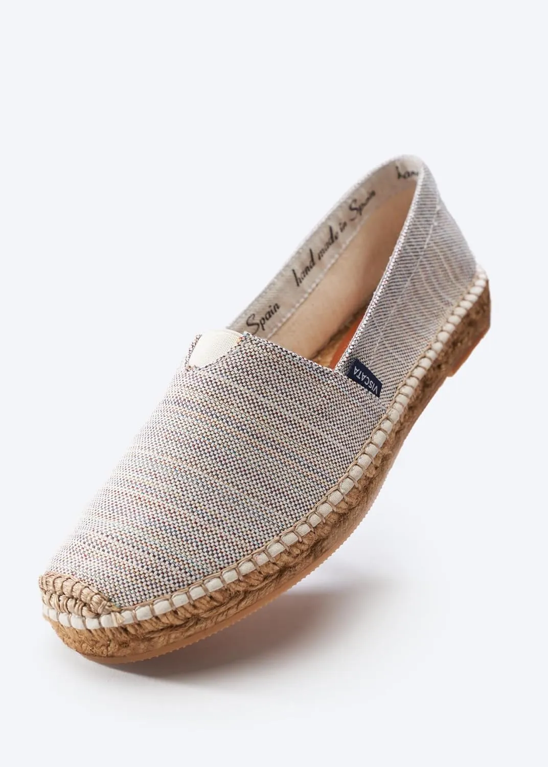 VISCATA Barceloneta Espadrille Canvas Women's Flat Slip On Shoes Handmade in Spain Fashionable Organic Cotton Canvas Lightweight Material with 100% Natural Jute Midsole for All Casual Occasions