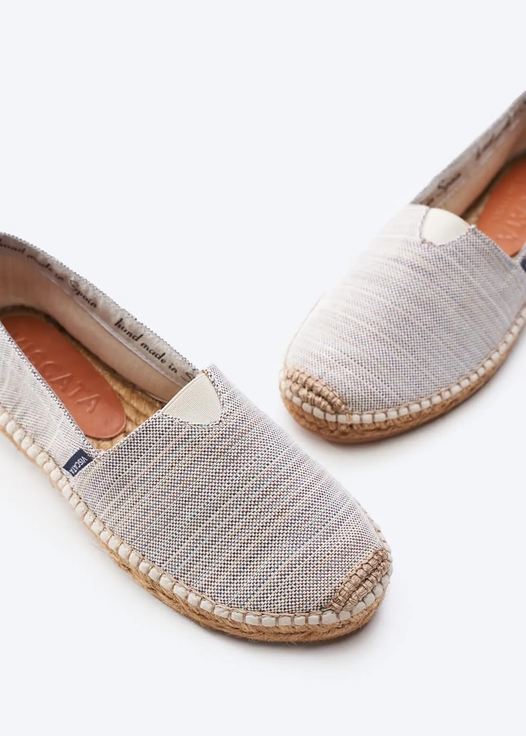 VISCATA Barceloneta Espadrille Canvas Women's Flat Slip On Shoes Handmade in Spain Fashionable Organic Cotton Canvas Lightweight Material with 100% Natural Jute Midsole for All Casual Occasions