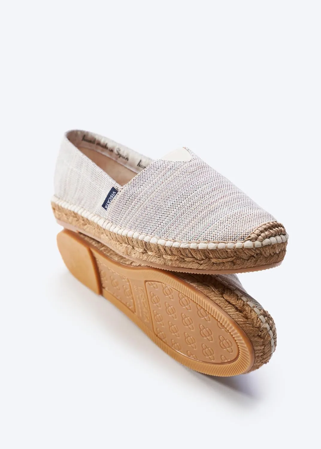 VISCATA Barceloneta Espadrille Canvas Women's Flat Slip On Shoes Handmade in Spain Fashionable Organic Cotton Canvas Lightweight Material with 100% Natural Jute Midsole for All Casual Occasions