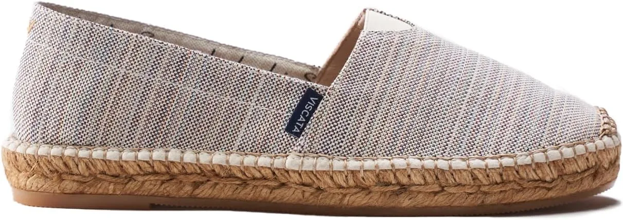 VISCATA Barceloneta Espadrille Canvas Women's Flat Slip On Shoes Handmade in Spain Fashionable Organic Cotton Canvas Lightweight Material with 100% Natural Jute Midsole for All Casual Occasions