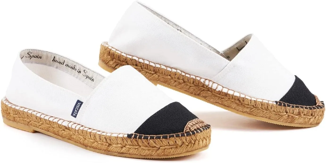VISCATA Barceloneta Espadrille Canvas Women's Flat Slip On Shoes Handmade in Spain Fashionable Organic Cotton Canvas Lightweight Material with 100% Natural Jute Midsole for All Casual Occasions
