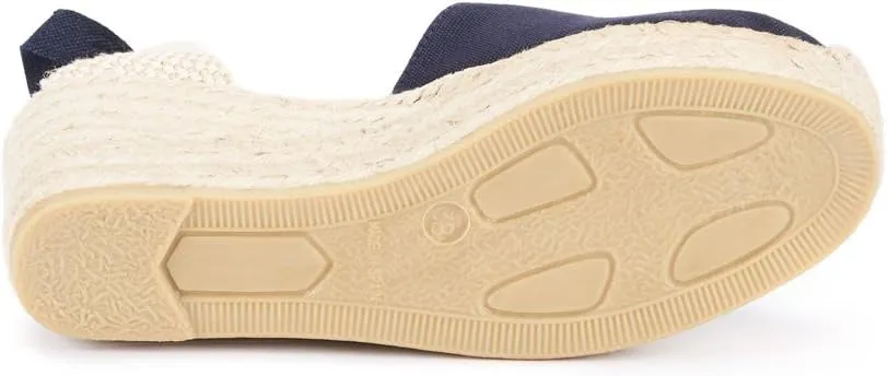 VISCATA Bisbe Canvas Platform Handmade 3 ½” Heel Women's Wedge Sandals with Breathable Cotton Canvas Soft Lace-Up Ankle Ties and 100% Natural Jute Midsole for all Casual Occasions