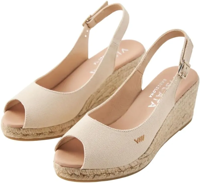VISCATA Gavina Canvas Slingback Wedge with Ankle Strap Handmade 2 ½” Heel Women's Sandals with Breathable Organic Cotton Canvas and 100% Natural Jute Midsole for all Casual Occasions