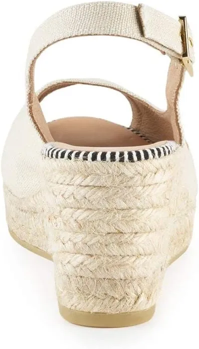 VISCATA Gavina Canvas Slingback Wedge with Ankle Strap Handmade 2 ½” Heel Women's Sandals with Breathable Organic Cotton Canvas and 100% Natural Jute Midsole for all Casual Occasions